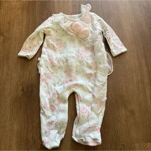 Edgehill Mint Green & Floral Snap Button Onesie NB
